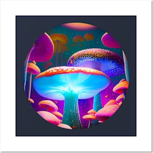 Magical glowing mushrooms Posters and Art